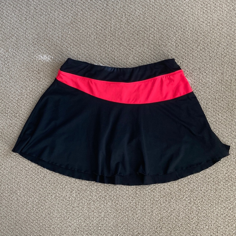 bcg Athletic Skirt Skort Black Red Built In Shorts Stretchy Tennis Medium EUC